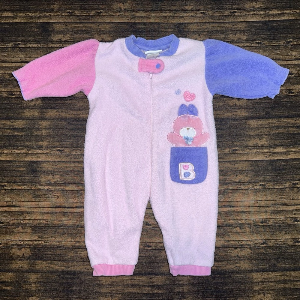 Bon Bebe Sleeper Baby Girl One Size Pink Purple Vintage Y2K Fleece